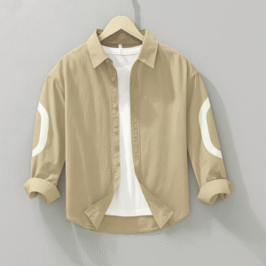 Camel Brown Jacket Hood with Plain White Shirt
